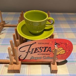 Fiestaware chartreuse green cup and saucer. Discontinued color. Perfect shape